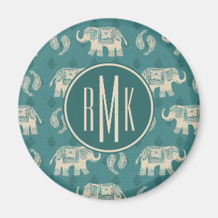 Monogrammm   Elephant Aquamarin Caravan Muster Magnet