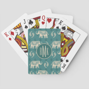 Monogrammm   Elephant Aquamarin Caravan Muster Spielkarten
