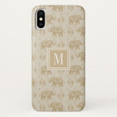Monogrammm | Elephant Khaki Caravan Muster Case-Mate iPhone Hülle (Rückseite)