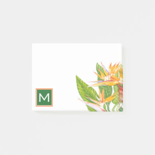 Monogrammm   Exotische Blume Post-it Klebezettel