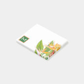 Monogrammm | Exotische Blume Post-it Klebezettel (angewinkelt)