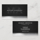 Monogrammm | Fabric Black | Metallische Trimm Visitenkarte (Vorne/Hinten)