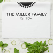 Monogrammm | Familienname | Schwarz-Weiß-Medallion Geschirrtuch (Gefaltet)