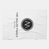 Monogrammm | Familienname | Schwarz-Weiß-Medallion Geschirrtuch (Horizontal)