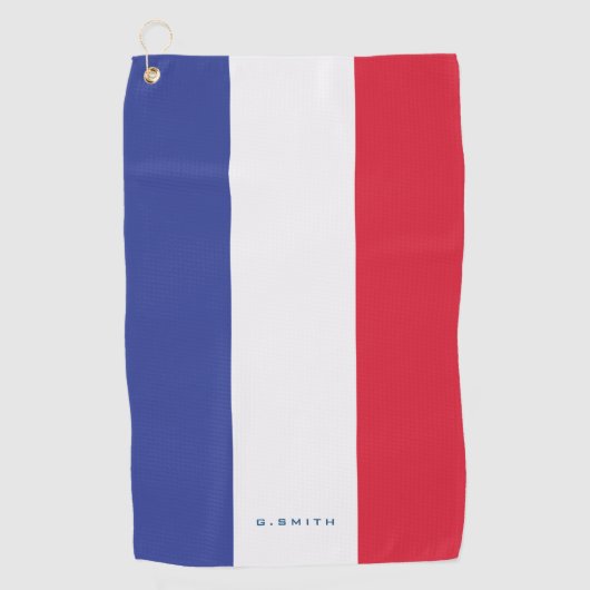 Monogrammm.Farben der französischen Flagge. Golfhandtuch (Vorderseite)