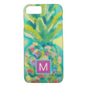 Monogrammm | Farbige tropische Ananas Case-Mate iPhone Hülle (Rückseite)
