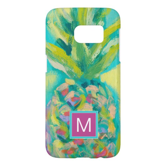 Monogrammm | Farbige tropische Ananas Case-Mate Samsung Galaxy Hülle (Rückseite)