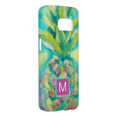 Monogrammm | Farbige tropische Ananas Case-Mate Samsung Galaxy Hülle (Rückseite/rechts)