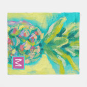 Monogrammm | Farbige tropische Ananas Fleecedecke (Vorderseite (Horizontal))