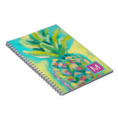 Monogrammm | Farbige tropische Ananas Notizblock (Rechte Seite)