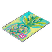 Monogrammm | Farbige tropische Ananas Notizblock (Linke Seite)