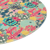 Monogrammm | Farbiges Polka Dot Cactus Pattern Schneidebrett (Ecke)