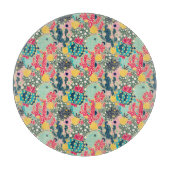 Monogrammm | Farbiges Polka Dot Cactus Pattern Schneidebrett (Vorderseite)