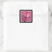 Monogrammm | Floral Watercolor II Quadratischer Aufkleber (Tasche)