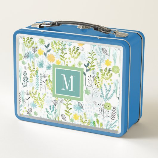 Monogrammm | Freies Muster Metall Lunch Box (Rückseite)