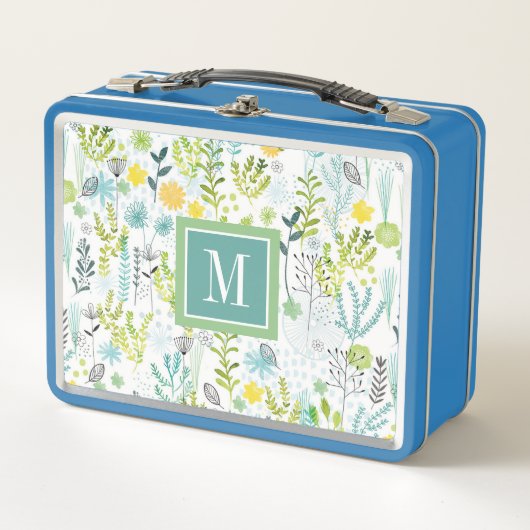 Monogrammm | Freies Muster Metall Lunch Box (Vorderseite)