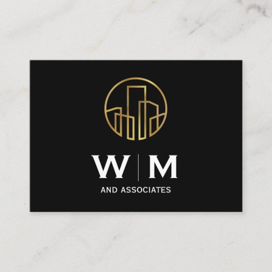 Monogrammm | FÜHRUNGSKRAFT | Symbol für goldene Ge Visitenkarte (Vorderseite)