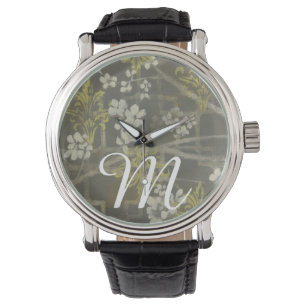 Monogrammm   Gemusterte Zweigstelle Blossom I Armbanduhr