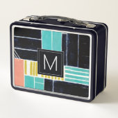 Monogrammm | Geometrische Blöcke Metall Brotdose (Rückseite)