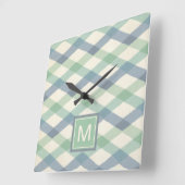 Monogrammm | Geometrisches Muster der Pastel Quadratische Wanduhr (Winkel)