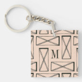 Monogrammm | Geometrisches Rechteck X Schlüsselanhänger (Vorderseite)