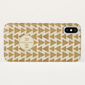 Monogrammm| Geoschritt| Geometrisches Gold Case-Mate iPhone Hülle (Rückseite (Horizontal))