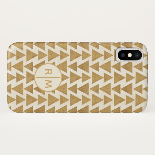 Monogrammm| Geoschritt| Geometrisches Gold Case-Mate iPhone Hülle (Rückseite (Horizontal))