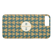 Monogrammm| Geoschritt| Gold & Dark Aquamarin Pat Case-Mate iPhone Hülle (Rückseite (Horizontal))