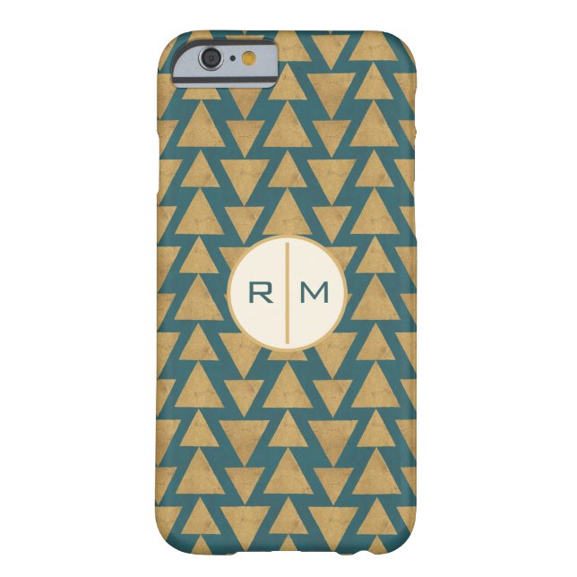 Monogrammm| Geoschritt| Gold & Dark Aquamarin Pat Case-Mate iPhone Hülle (Rückseite)