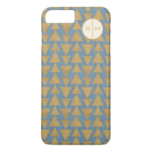Monogrammm  Geoschritt  Gold- und Blaumuster iPhone 8 Plus/7 Plus Hülle