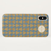 Monogrammm| Geoschritt| Gold- und Blaumuster Case-Mate iPhone Hülle (Rückseite (Horizontal))