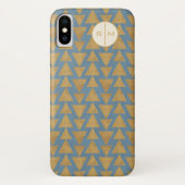 Monogrammm| Geoschritt| Gold- und Blaumuster Case-Mate iPhone Hülle (Rückseite)