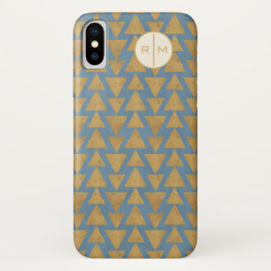 Monogrammm  Geoschritt  Gold- und Blaumuster Case-Mate iPhone Hülle