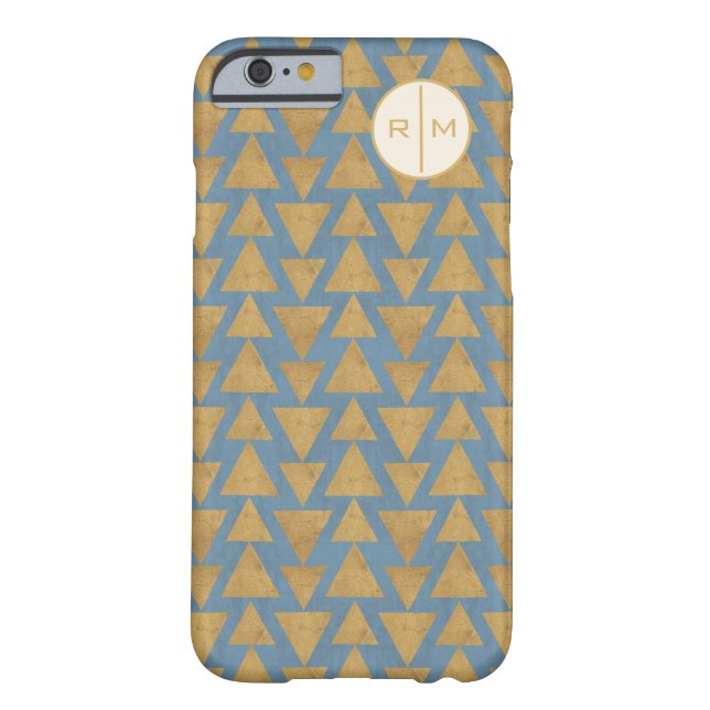 Monogrammm| Geoschritt| Gold- und Blaumuster Case-Mate iPhone Hülle (Rückseite)