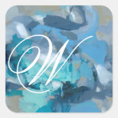 Monogrammm | gequetscht quadratischer aufkleber (Vorderseite)