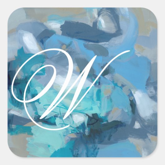 Monogrammm | gequetscht quadratischer aufkleber (Vorderseite)