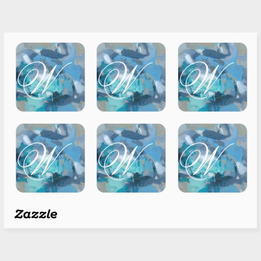 Monogrammm | gequetscht quadratischer aufkleber (Blatt)