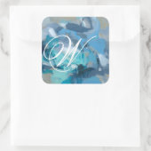 Monogrammm | gequetscht quadratischer aufkleber (Tasche)