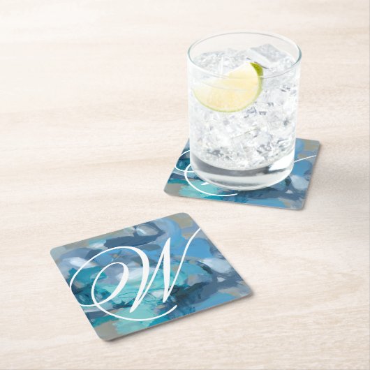 Monogrammm | gequetscht rechteckiger pappuntersetzer (Vor Ort)