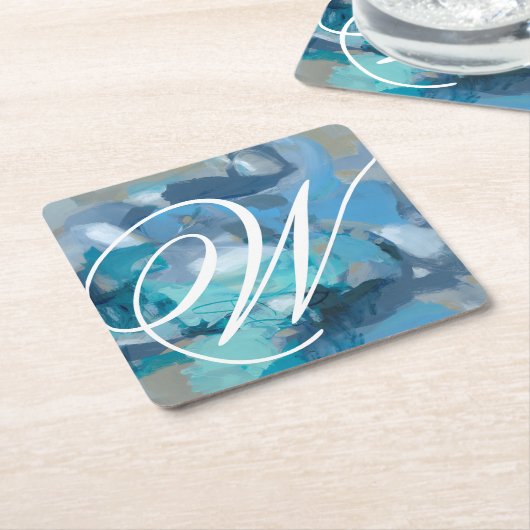 Monogrammm | gequetscht rechteckiger pappuntersetzer (angewinkelt)