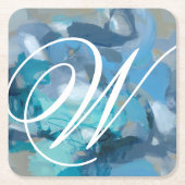 Monogrammm | gequetscht rechteckiger pappuntersetzer (Vorderseite)