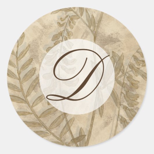 Monogrammm | Gilded Foliage I Runder Aufkleber (Vorderseite)