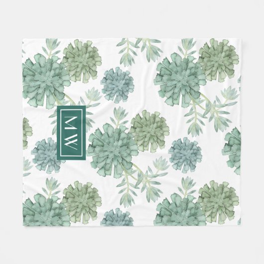 Monogrammm | Glück der Pflanze | Muster Fleecedecke (Vorderseite (Horizontal))