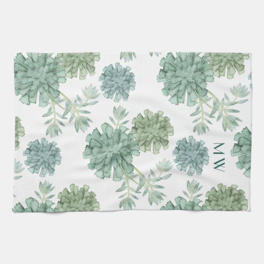 Monogrammm | Glück der Pflanze | Muster Geschirrtuch (Horizontal)