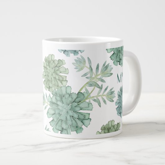 Monogrammm | Glück der Pflanze | Muster Jumbo-Tasse (Vorderseite Rechts)