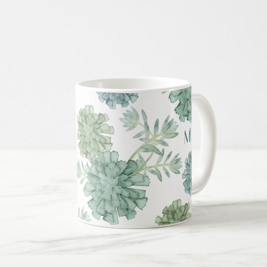 Monogrammm | Glück der Pflanze | Muster Kaffeetasse (VorderseiteRechts)