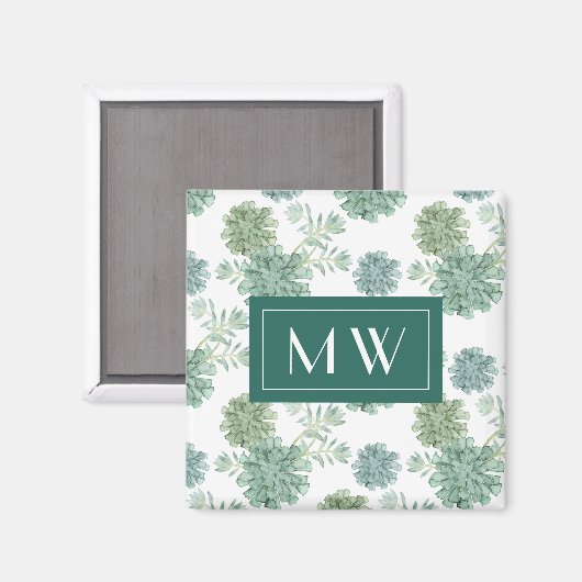 Monogrammm | Glück der Pflanze | Muster Magnet (Vorderseite/Rückseite)