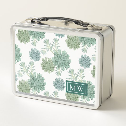 Monogrammm | Glück der Pflanze | Muster Metall Brotdose (Rückseite)