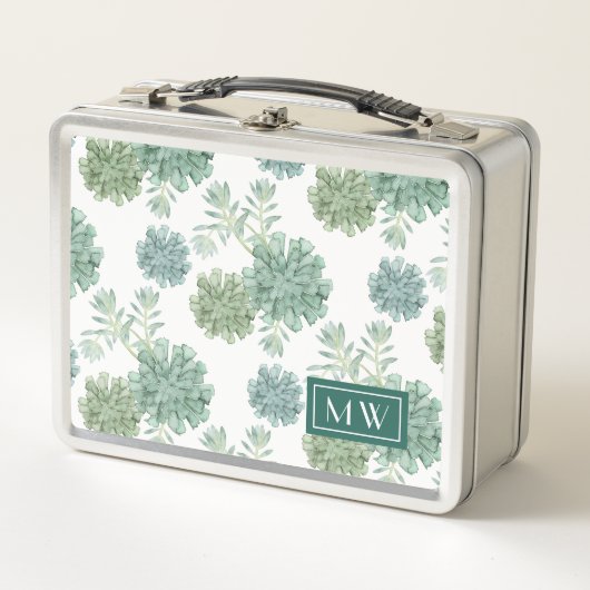 Monogrammm | Glück der Pflanze | Muster Metall Brotdose (Vorderseite)