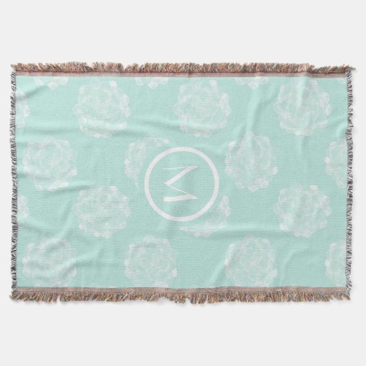 Monogrammm | Glück der Pflanze | Pastel Succulent Decke (Vorderseite)